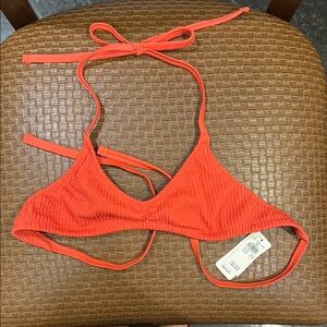 Aerie Textured Coral Bikini Top